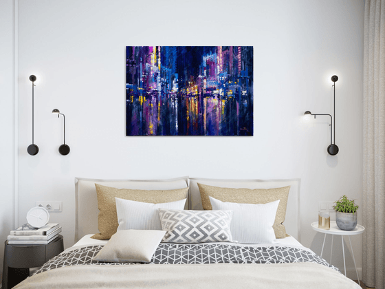 ABSTRACT CITYSCAPE. " Reflection of the night city"