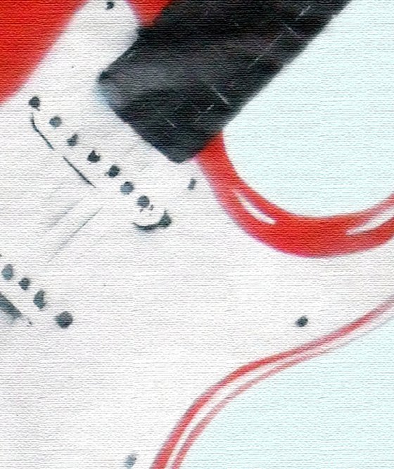 Strat (red on a box canvas).