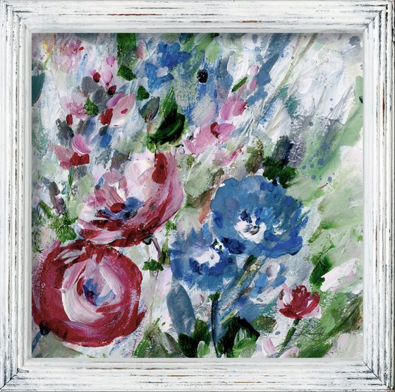 Shabby Chic Dream 2 - Framed Textured Floral Painting by Kathy Morton Stanion
