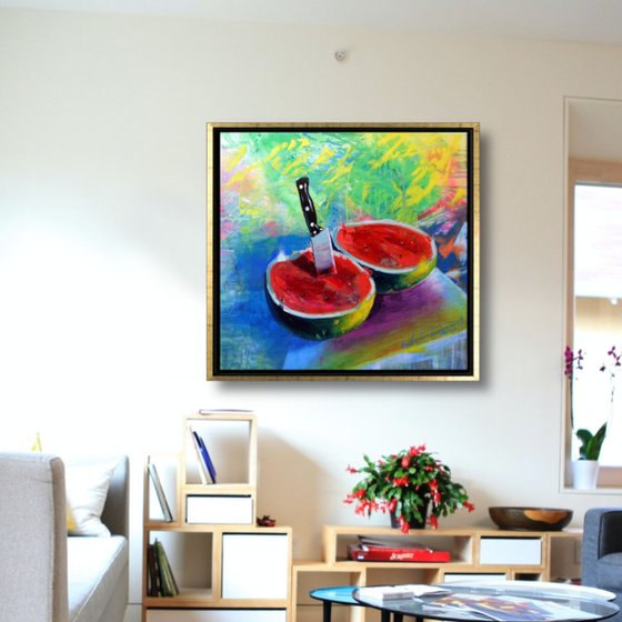 'TWO HALVES OF WATERMELON' - Acrylics Painting on Canvas