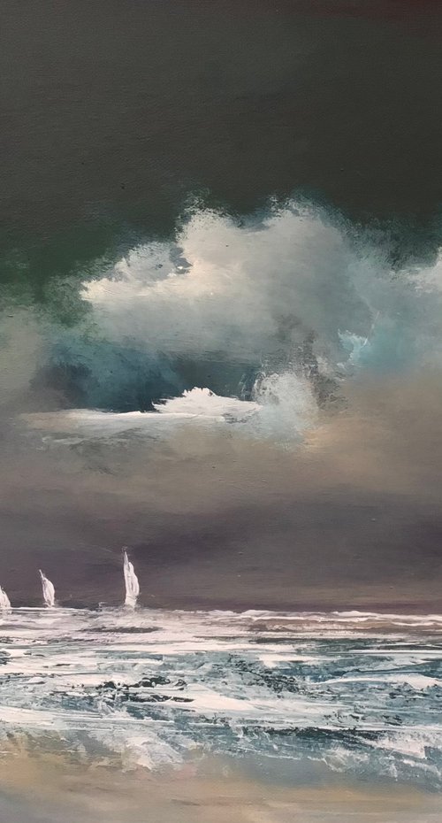 White Sails Painted Skies. IV by Maxine Anne  Martin