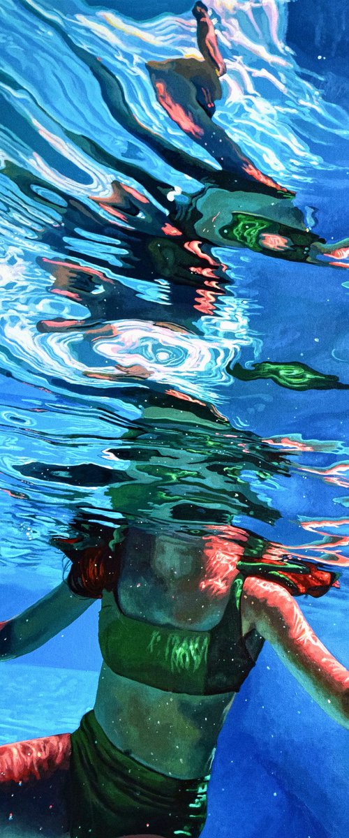 Flare II - Swimming Painting by Abi Whitlock