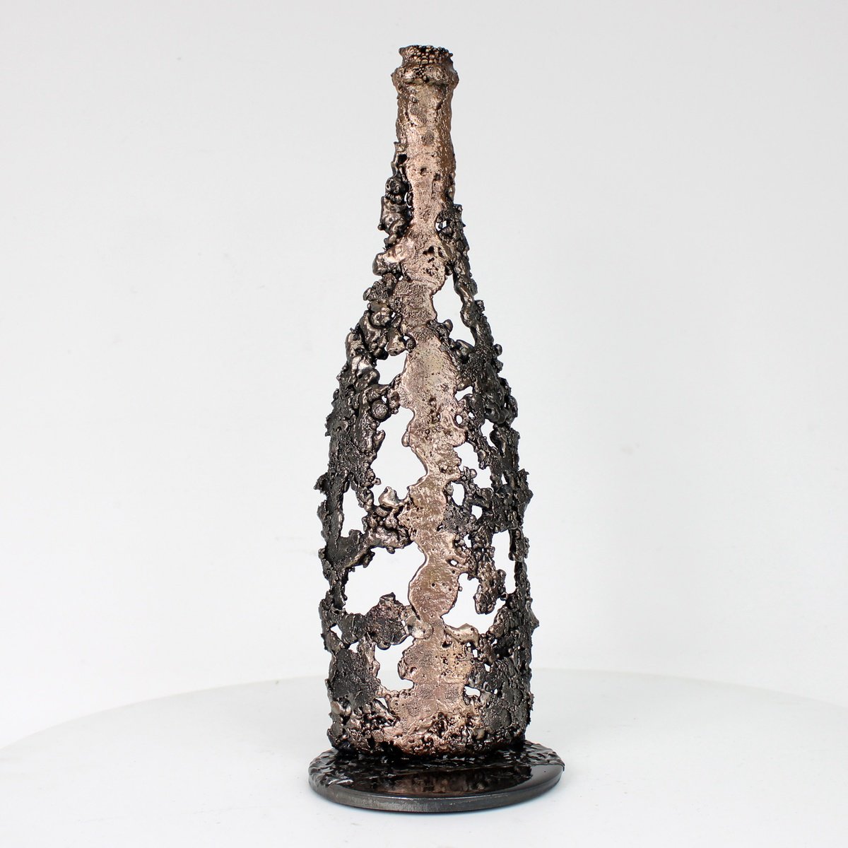 Urban And Pop Still Life Sculpture By Philippe Buil, 4 X 12", Champagne Bottle 29-22, Original Artwork