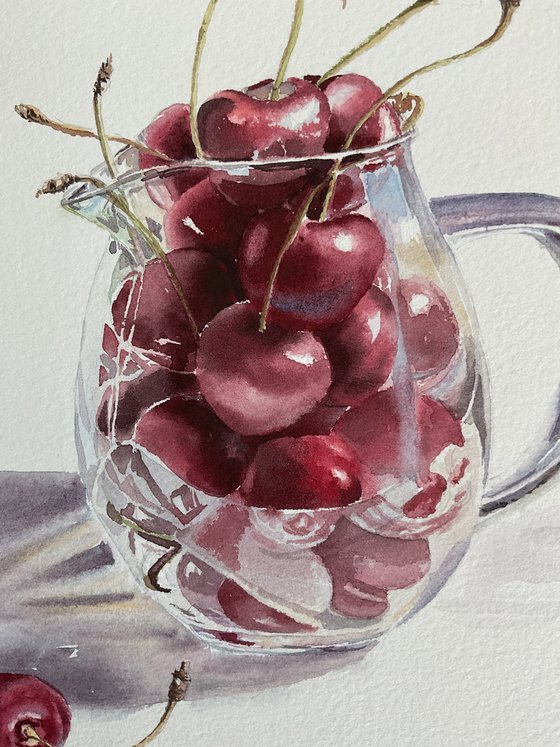 Still life with cherries