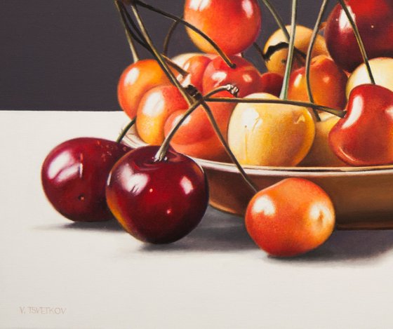 Still life with cherries