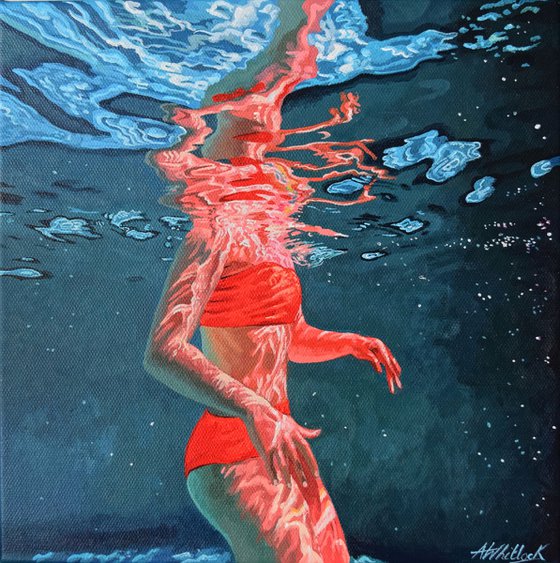 Underneath LVX - Miniature swimming painting