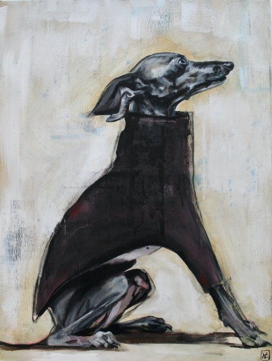 Whippet painting called Stillness