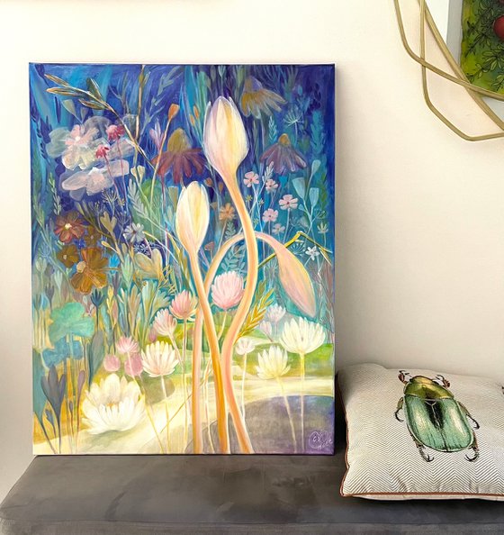 Melancholy Water Lily - Floral  Painting