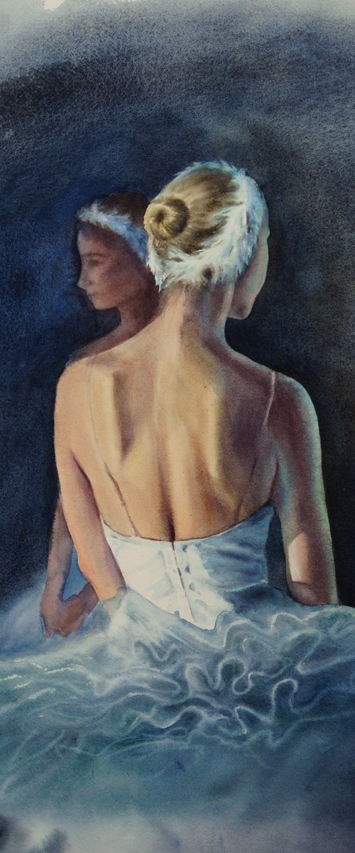 Backstage Grace - Young baller by Olga Beliaeva Watercolour
