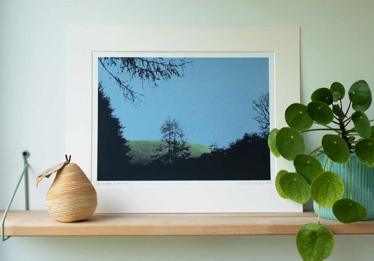 Landscape Screenprint By Lene Bladbjerg, 20 X 16", A Breath Of Fresh Air, Original Artwork