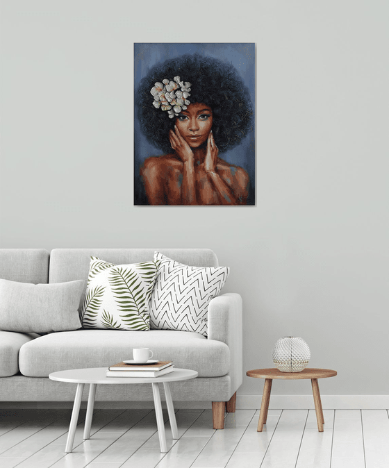 African woman portrait painting - portrait of a black woman