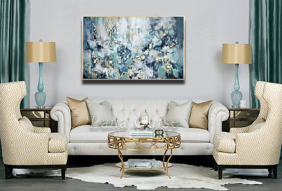 Magnificent - Abstract Floral Painting, Gold Leaf Large Painting, Wall Art, Abstract Art, Contemporary Art, Living Room Minimalist Painting