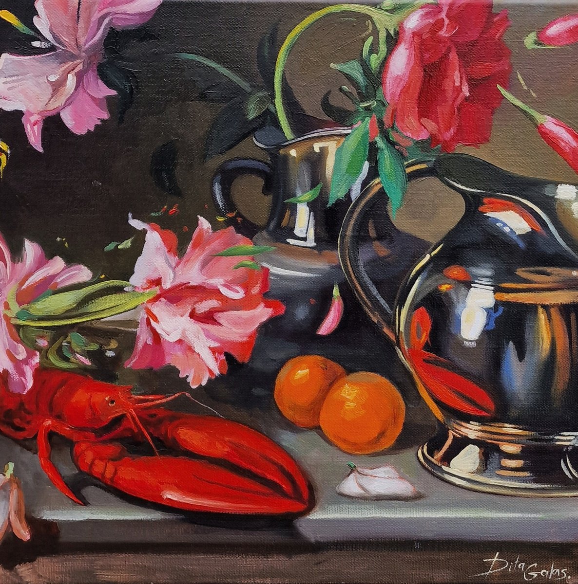 Splashes Of Red By Dita Galas, 14 X 14, Artwork For Sale On Artfinder