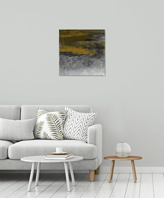 Winter Is Coming; Textured abstract landscape 60x60 cm.