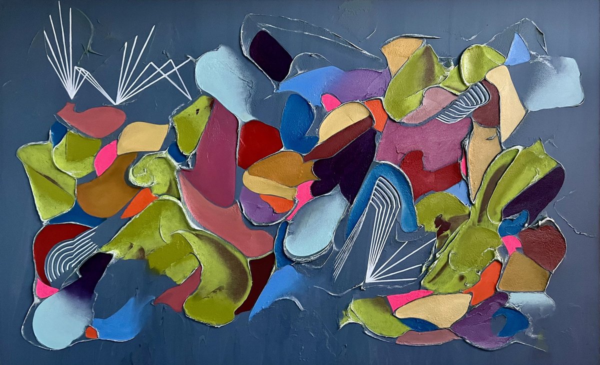 Abstract Painting By Caity Salamanca, 48 X 30, Freak Show, Original Artwork