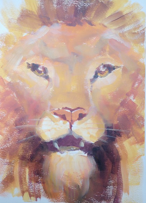 "Lion" (acrylic on paper painting) (11x15x0.1'') by Alexander Koltakov