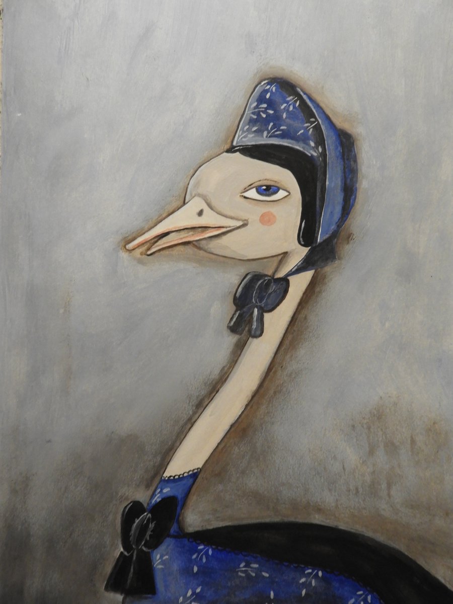 Emma the goose - oil on paper by Silvia Beneforti