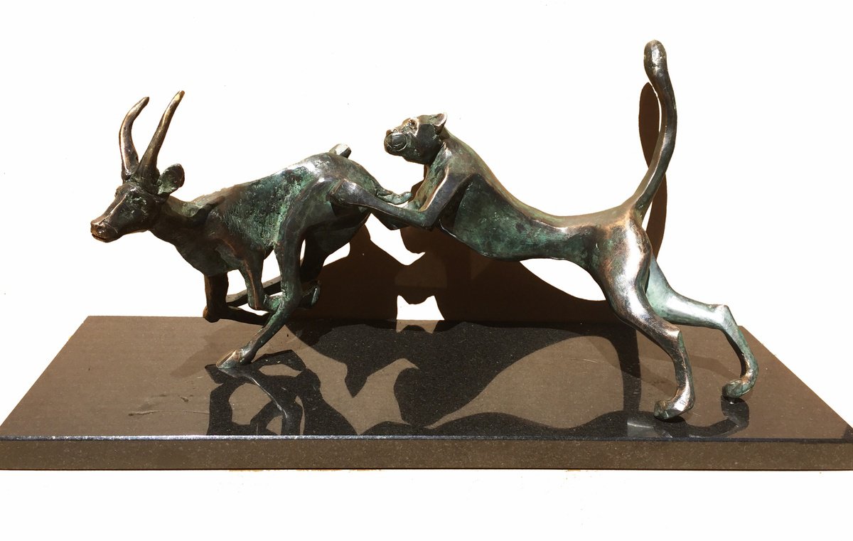 Surrealistic Animal Sculpture By Toth Kristof, 18 X 8", Hunting, Original Artwork