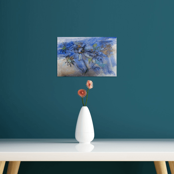Abstract Chamomile in Blue
