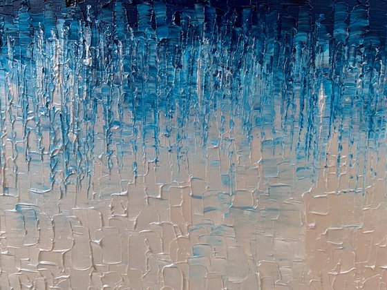 Cascade of Blue - LARGE,  TEXTURED, PALETTE KNIFE ABSTRACT ART – EXPRESSIONS OF ENERGY AND LIGHT. READY TO HANG!