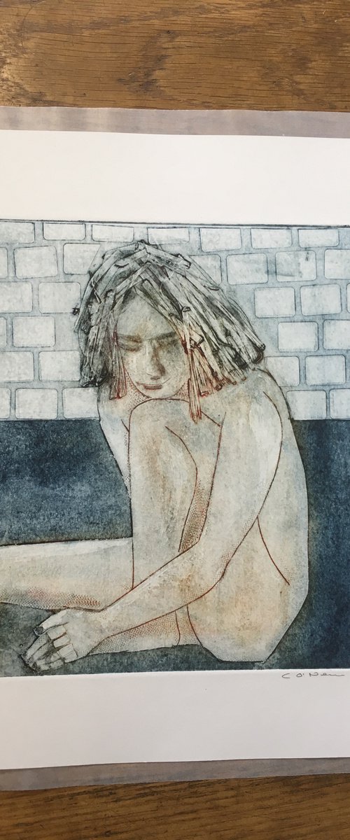 Sitting Female grey Nude by Catherine O’Neill