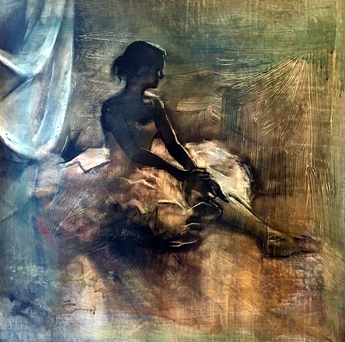 Impressionistic Portrait Painting By Anthony Barrow Ba(Hons) Fine Art, 21 X 21, Ballerina, Original Artwork