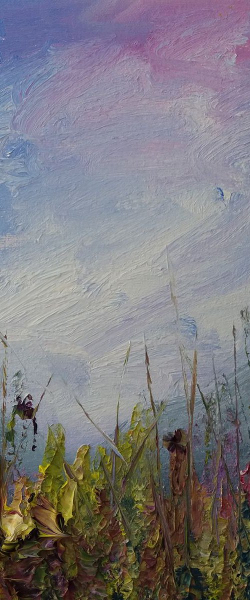 Essence of Summer - A Textured Abstract Landscape by Marjory Sime by Marjory Sime