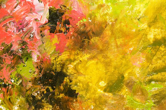 Flowers in the garden - Floral abstraction - Impasto oil painting