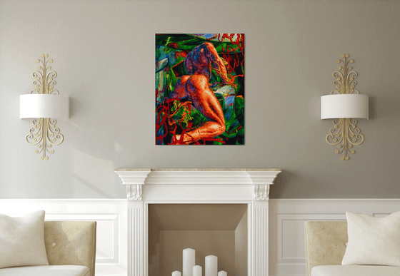 Nude on a Green Background