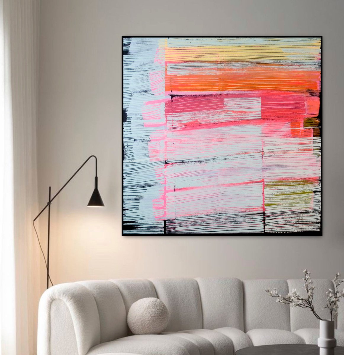 Abstract Acrylic Painting By Mila Weis, 39 X 39", Light Experience No. 4, Original Artwork
