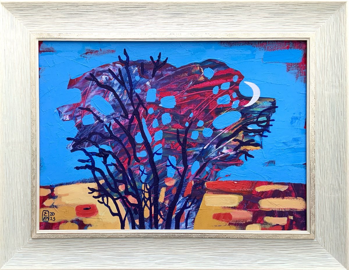 Abstract Landscape Acrylic Painting By Elena Tomilova, 17 X 13, Landscape, Original Artwork