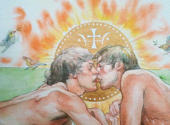 Watercolor - Kiss of peace