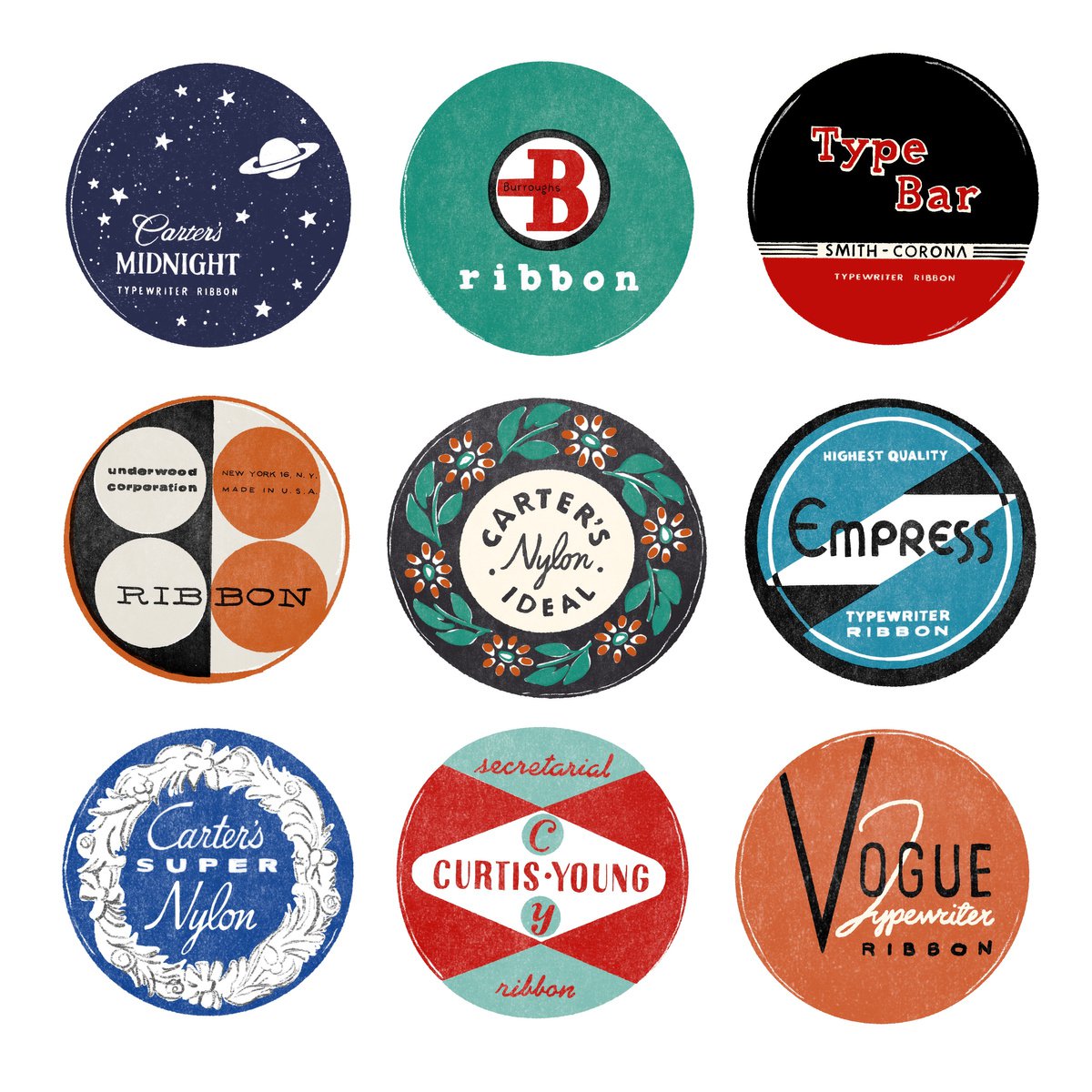 Typewriter Ribbon Tins- limited-edition, giclee print by Design Smith
