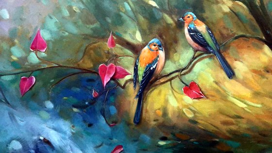 Parrots on the branch
