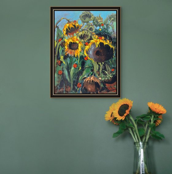 Sunflowers and Ladybugs