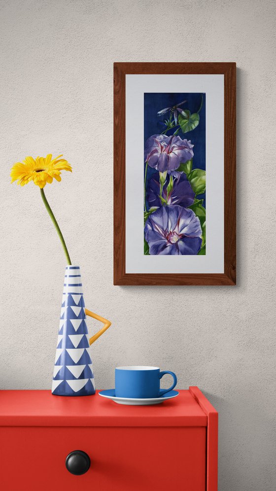 dragonfly with morning glory