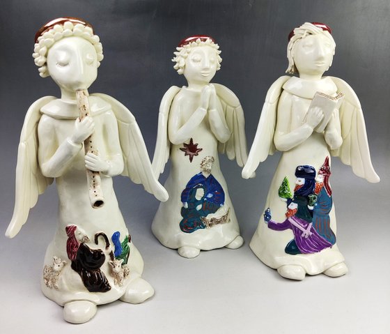 Ceramic | Sculpture | Trio of angels