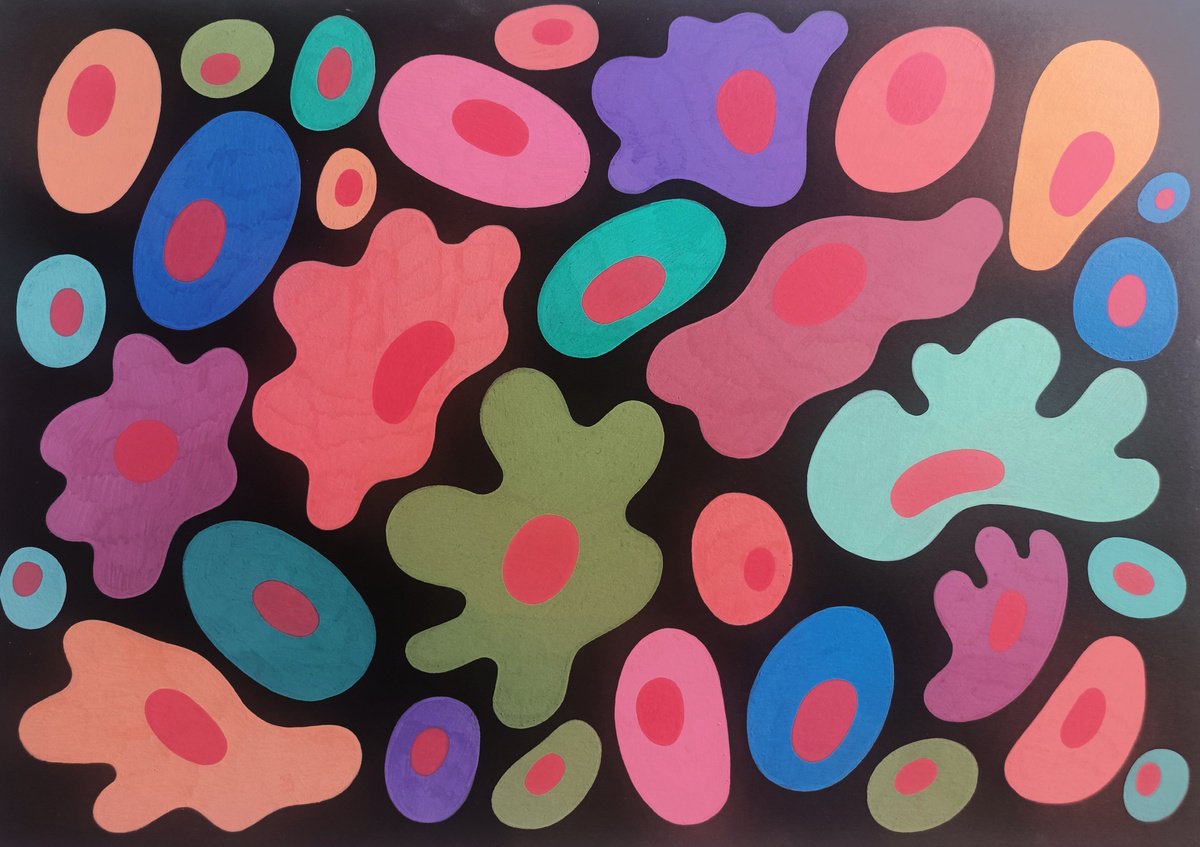 Naive Botanical Acrylic Painting By Veronika Demenko, 17 X 11", Meadows N.21, Original Artwork