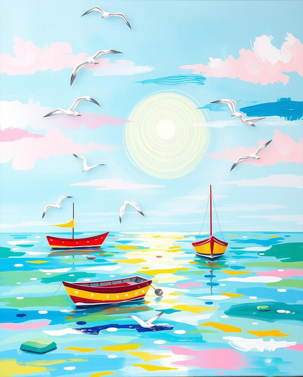 Impressionistic Landscape Acrylic Painting By Sanja Jancic, 31 X 39", Seaside Symphony, Original Artwork