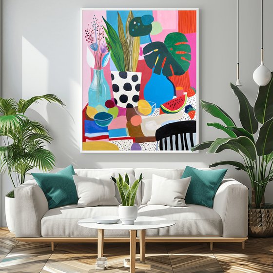 Still Life Watermelon Monstera