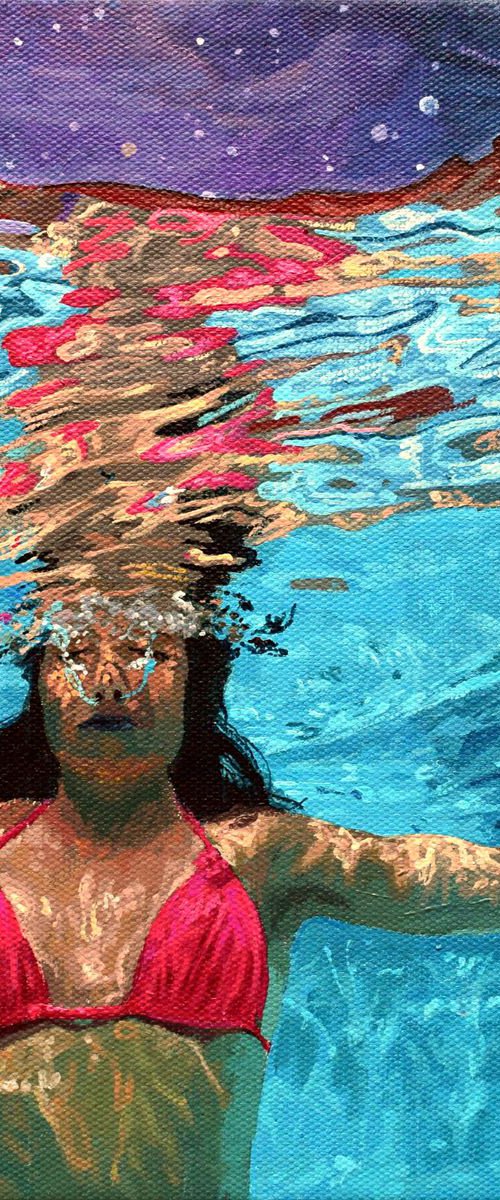 Underneath XIV - Miniature swimming painting by Abi Whitlock