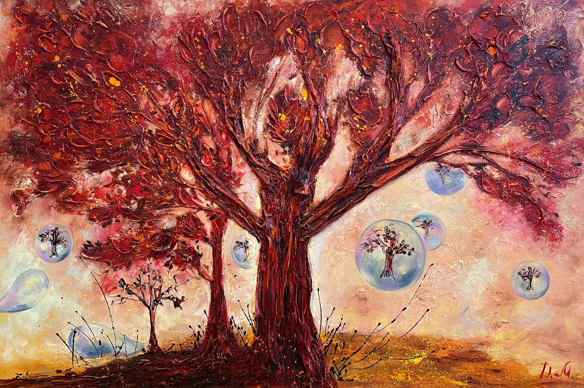 Abstract Oil Painting By Diana Malivani, 47 X 31, When I Saw This Tree..., Original Artwork