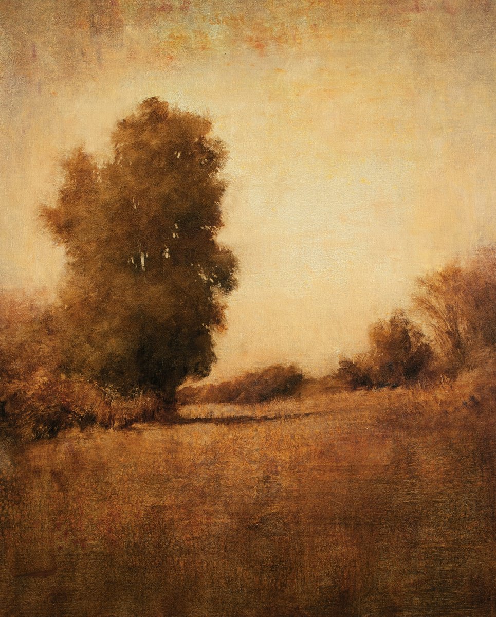 Impressionistic Landscape Oil Painting By Don Bishop, 24 X 30, A Distant Meadow 231105, Original Artwork