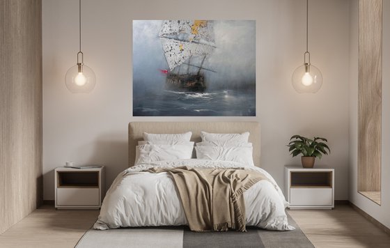 Harbor of destroyed dreams - Lost in the Fog  SPECIAL PRICE !!! W 120 x H 94 cm