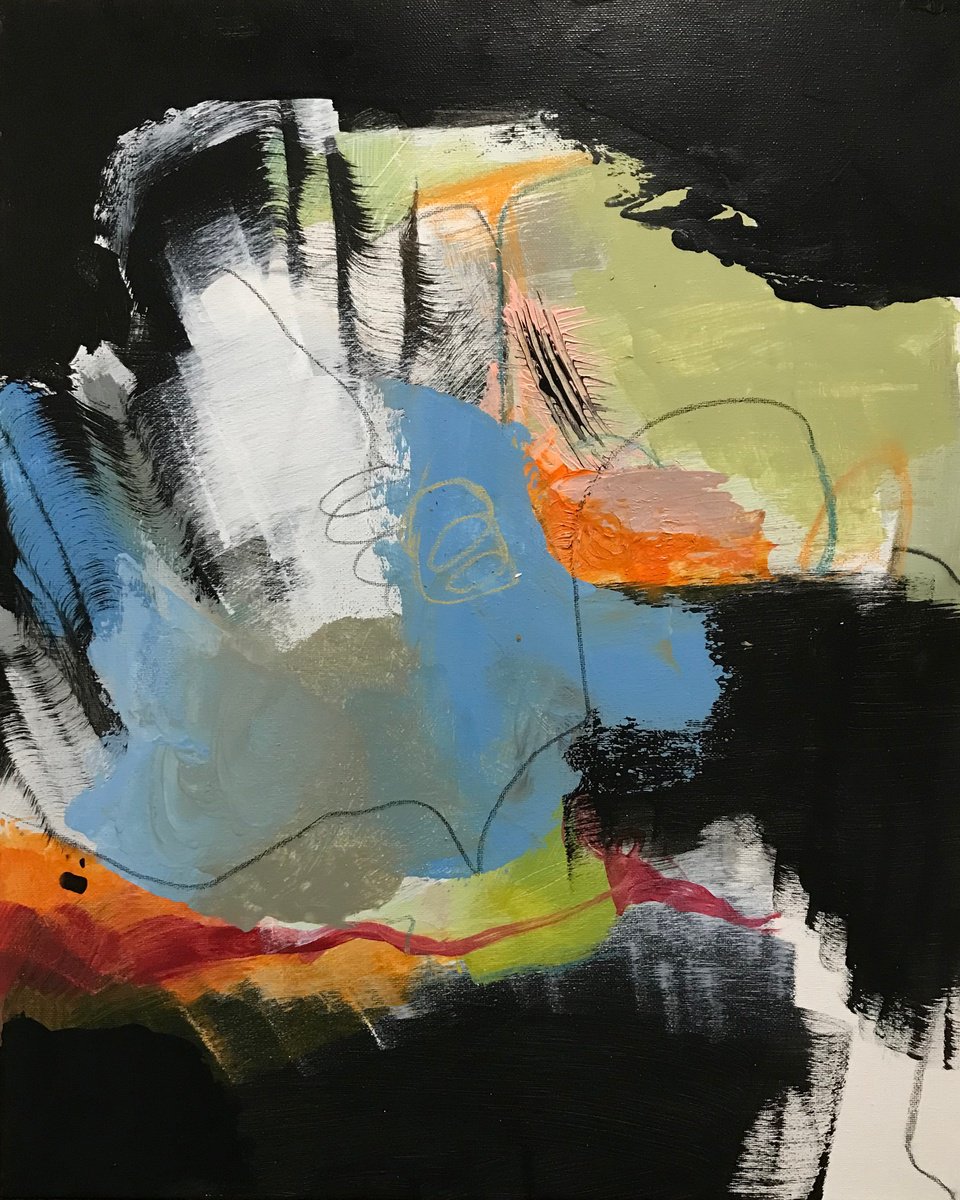 Organic Abstract Acrylic Painting By Kris Haas, 16 X 20", I