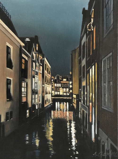 Beulingsloot at Night: Amsterdam by Alison Chambers