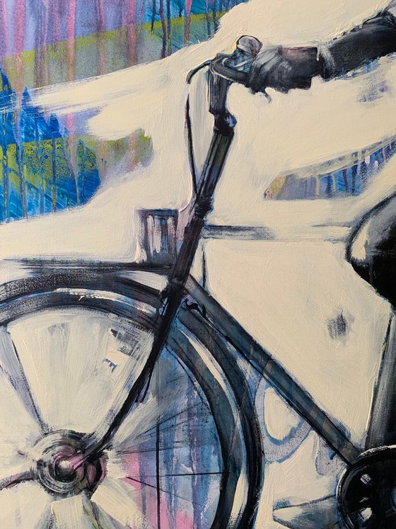 XXXL Big painting - "Summer wind" - Bike - Cyclist - Amsterdam - Huge painting