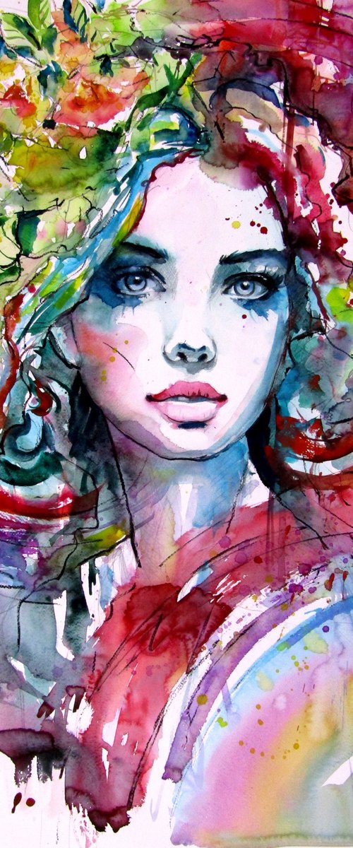Girl with florals by Kovács Anna Brigitta