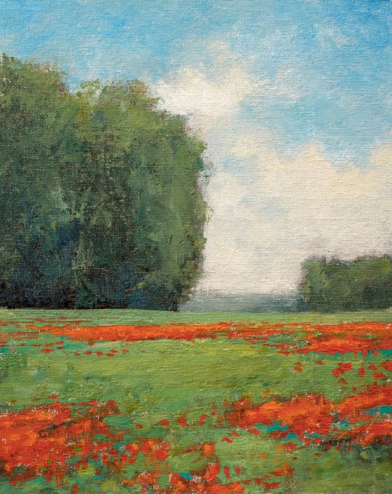 Red Poppies 220526 A, flower field impressionist landscape painting