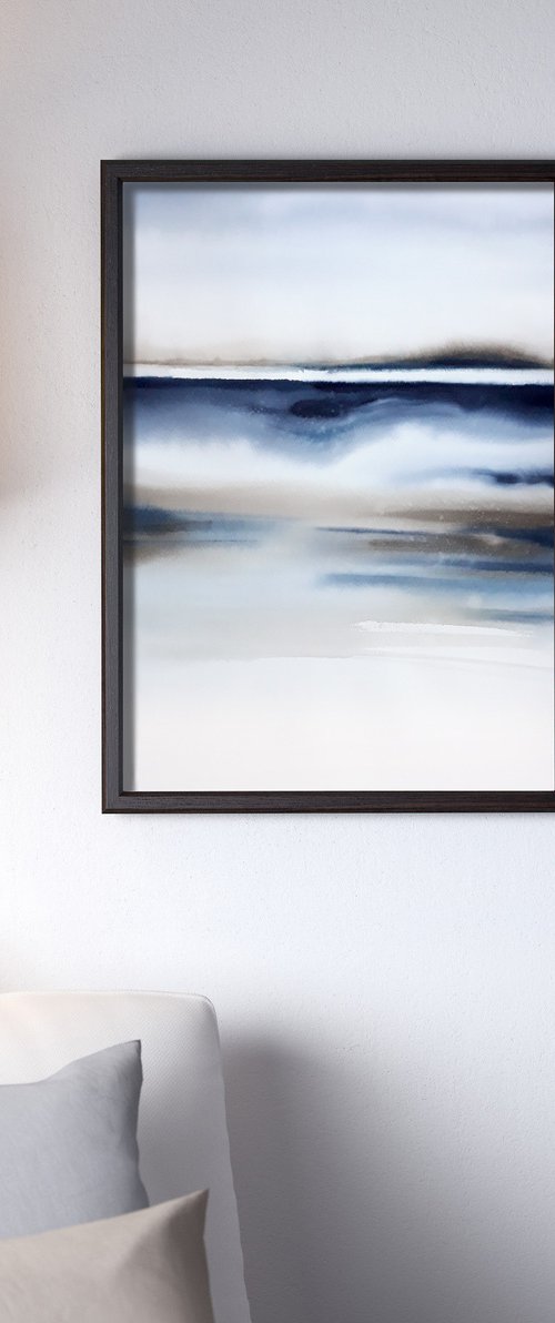 North Sea #1 - abstract art – by Olga Beliaeva Watercolour